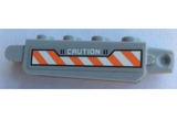 Light Bluish Gray Hinge Brick 1 x 4 Locking, 9 Teeth with 'CAUTION' and Orange and White Danger Stripes Pattern on Both Sides (Stickers) - Set 60192