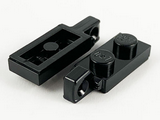 Black Hinge Plate 1 x 2 Locking with 1 Finger on End with Bottom Groove