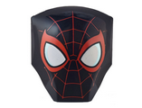 Black Large Figure Armor, Smooth with 2 x 2 Round Brick Attachment with Red Spider Web Miles Morales Mask Pattern