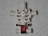 White Torso Skeleton, Angular Rib Cage with Black Holes and Cracks and Red Loincloth Pattern