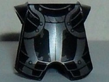Black Minifigure Armor Breastplate with Leg Protection, Kingdoms Silver Pattern