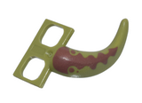 Olive Green Minifigure Costume Tail Dinosaur with Reddish Brown Stripes and Dots Pattern