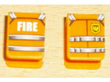Orange Minifigure Vest with Straps and Fire Logo and 'FIRE' Pattern (Stickers) - Sets 7043 / 7046