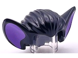 Black Minifigure, Hair Bat Ears with Medium Lavender Inner Ear Pattern (BAM)
