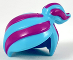 Medium Azure Minifigure, Hair Female Ponytail Off-center with 6 Magenta Stripes Pattern