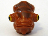 Dark Orange Minifig, Head Modified SW Mon Calamari with Large Reddish Brown Skin Texture and Yellow and Black Eyes Pattern