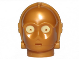 Pearl Gold Minifigure, Head, Modified SW 3PO / TC Series Protocol Droid with Bright Light Yellow Eyes Pattern (C-3PO/ K-3PO / TC-4 / TC-14 / U-3PO)