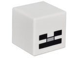 White Minifigure, Head, Modified Cube with 3 Black Rectangles and 1 Light Bluish Gray Rectangle Pattern (Minecraft Skeleton Head)