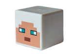 White Minifigure, Head, Modified Cube with Pixelated Nougat Face, Dark Turquoise Eyes and Reddish Brown Mouth Pattern (Minecraft Guardian Warrior)