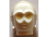 White Minifigure, Head, Modified SW 3PO / TC Series Protocol Droid with Bright Light Yellow Eyes Pattern (C-3PO/ K-3PO / TC-4 / TC-14 / U-3PO)