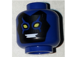 Blue Minifig, Head Alien Mask Black with Yellow Eyes and White Teeth Pattern (Blue Beetle) - Stud Recessed