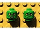 Bright Green Minifig, Head Dual Sided Alien, Yellow Eyes, Wicked Smile / Downturned Mouth with 1 Fang Pattern (Green Goblin) - Stud Recessed
