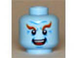 Bright Light Blue Minifig, Head Male Dark Orange Eyebrows, Black Eyes, White Pupils, Wrinkles, Open Mouth Smile, Teeth and Tongue Pattern (Mr. Freeze) - Stud Recessed