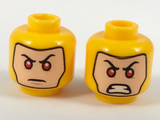 Bright Light Orange Minifig, Head Dual Sided Balaclava with Light Nougat Face, Red Eyes, Firm / Angry with Gritted Teeth Pattern