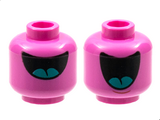 Dark Pink Minifigure, Head Dual Sided Alien Large Black Mouth with Dark Turquoise Tongue, Half Open / Fully Open Pattern - Hollow Stud