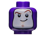 Dark Purple Minifigure, Head Balaclava with Face Hole, Dark Brown Curved Eyebrows, Chin Dimple, Closed Mouth Smile Pattern (Buzz Lightyear) - Hollow Stud