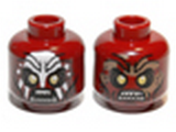 Dark Red Minifig, Head Dual Sided LotR Uruk-hai Scowling / Handprint Pattern - Stud Recessed