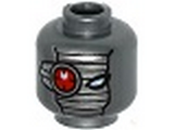 Flat Silver Minifig, Head Alien with Mechanical Right Eye Red, Silver Face Mask Pattern - Stud Recessed
