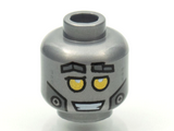 Flat Silver Minifigure, Head Robot Gold Eyes, Pearl Dark Gray Dots and Cheek Panels Pattern