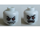 Glow In Dark White Minifigure, Head Dual Sided Alien with Red Eyes, Fangs, Angry Eyebrows, Mouth Closed / Mouth Open Pattern (Lord Vampyre) - Hollow Stud