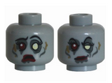 Light Bluish Gray Minifigure, Head Dual Sided Alien with White and Red Eye, Eyelashes and Red Lips, Sad / Determined Pattern (Zombie Bride) - Hollow Stud
