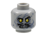 Light Bluish Gray Minifigure, Head Alien Zombie Black Eyebrows and Moustache, Yellow Eyes, Open Mouth with Teeth, Sand Blue Streaks Pattern - Hollow Stud
