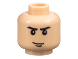 Light Nougat Minifig, Head Male Stern Eyebrows, White Pupils and Chin Dimple Pattern - Blocked Open Stud