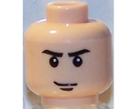 Light Nougat Minifig, Head Male Stern Eyebrows, White Pupils and Chin Dimple Pattern - Stud Recessed