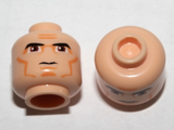 Light Nougat Minifig, Head Male Black Thick Eyebrows, Large Eyes, Cheek Lines Pattern (SW Clone Wars Trooper) - Stud Recessed