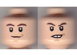 Light Nougat Minifigure, Head Dual Sided HP Neville Closed Mouth / Crooked Smile with Teeth Pattern - Hollow Stud