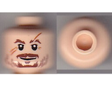 Light Nougat Minifigure, Head Moustache Brown, Scratches/Scars across Face Pattern (HP Professor Lupin) - Hollow Stud
