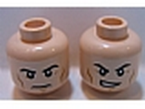 Light Nougat Minifig, Head Dual Sided Black Eyebrows, Cheek Lines, Frown / Determined Pattern (Superman) - Stud Recessed
