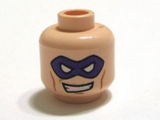 Light Nougat Minifig, Head Male Mask Purple with Eyeholes and Evil Grin with Teeth Pattern (The Riddler) - Stud Recessed