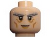 Light Nougat Minifig, Head LotR Gandalf Thick Gray Eyebrows, Smile Pattern - Stud Recessed