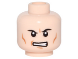 Light Nougat Minifig, Head Male Black Angry Eyebrows, Determined Mouth with Teeth, Cheek Lines Pattern (Lex) - Stud Recessed