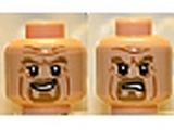 Light Nougat Minifig, Head Dual Sided LotR Goatee Smirk / Determined Pattern (King Theoden) - Stud Recessed