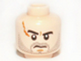 Light Nougat Minifig, Head Male Large Scar and Stubble Pattern - Stud Recessed