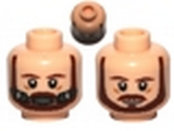 Light Nougat Minifig, Head Dual Sided Beard, Brown Eyebrows, Moustache, White Pupils / Breathing Apparatus Pattern (SW Qui-Gon) - Stud Recessed