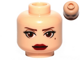 Light Nougat Minifig, Head Female with Brown Eyebrows, Black Thick Eyelashes, Large Brown Eyes, Brown Beauty Mark, Red Lips Pattern (SW CW Amidala) - Stud Recessed
