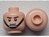 Light Nougat Minifig, Head Male Brown Eyebrows, Smile, Black Chin Strap Pattern - Stud Recessed