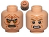 Light Nougat Minifig, Head Dual Sided Wrinkles, Sunken Yellow Eyes / Black Eyes with White Pupils Pattern (SW Palpatine) - Stud Recessed