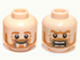Light Nougat Minifig, Head Dual Sided LotR Beard with Braids and Crow's Feet, Smile / Battle Rage Pattern (Fili) - Stud Recessed