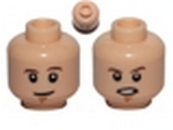 Light Nougat Minifig, Head Dual Sided Brown Eyebrows, White Pupils, Smile / Open Mouth Angry Pattern (SW Luke Skywalker) - Stud Recessed