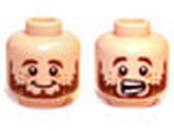 Light Nougat Minifig, Head Dual Sided LotR Brown Beard and Freckles, Smile / Scared Pattern (Ori) - Stud Recessed