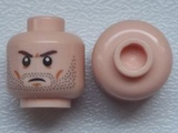Light Nougat Minifigure, Head Beard Stubble, Brown Angry Eyebrows, White Pupils Pattern - Hollow Stud