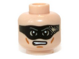 Light Nougat Minifigure, Head Male Black Eye Mask with Dirt Stains, Clenched Teeth Pattern (The Lone Ranger) - Hollow Stud