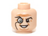Light Nougat Minifig, Head Glasses with Monocle, Raised Right Eyebrow, Wrinkles, Smile Pattern (Penguin) - Stud Recessed