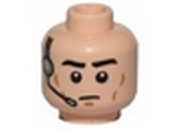 Light Nougat Minifig, Head Male Black Eyebrows, Cheek Lines, Frown, Headset Pattern (SW Imperial) - Stud Recessed
