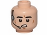 Light Nougat Minifig, Head Male Black Eyebrows, Cheek Lines, Open Mouth, Headset Pattern (SW Imperial Gunner) - Stud Recessed