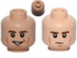 Light Nougat Minifig, Head Dual Sided Brown Eyebrows, Black Eyes with Pupils, Wrinkles, Smile / Determined Pattern (SW Han Solo) - Stud Recessed
